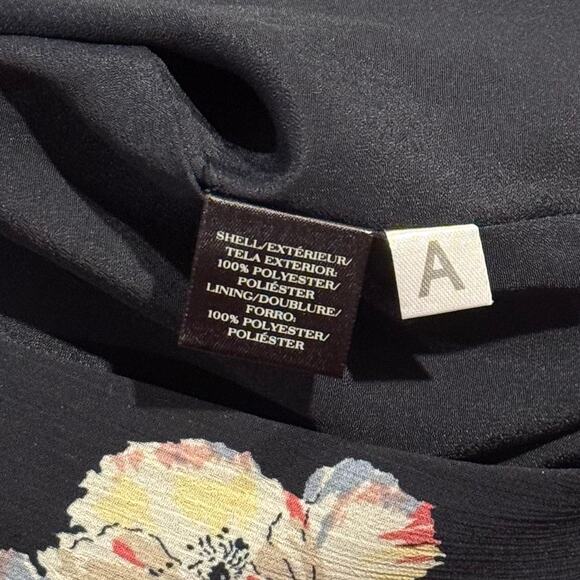 Ann Taylor Womens Skirt Midi Sheer Floral Boho Fairy Whimsigoth Black Size 6 GI - Picture 3 of 5